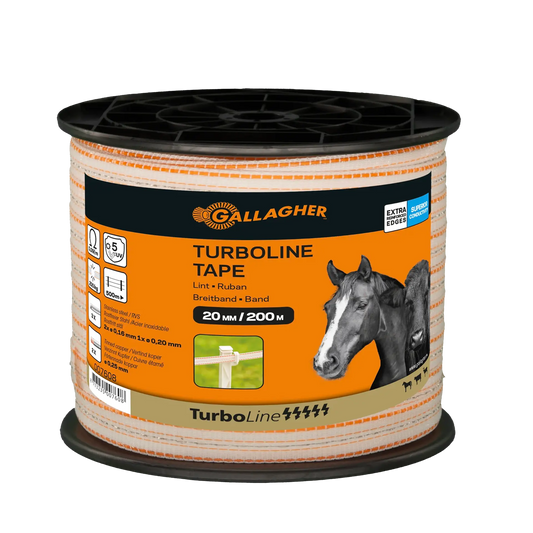Gallagher TurboLine tape 20mm (white, 200 metres)