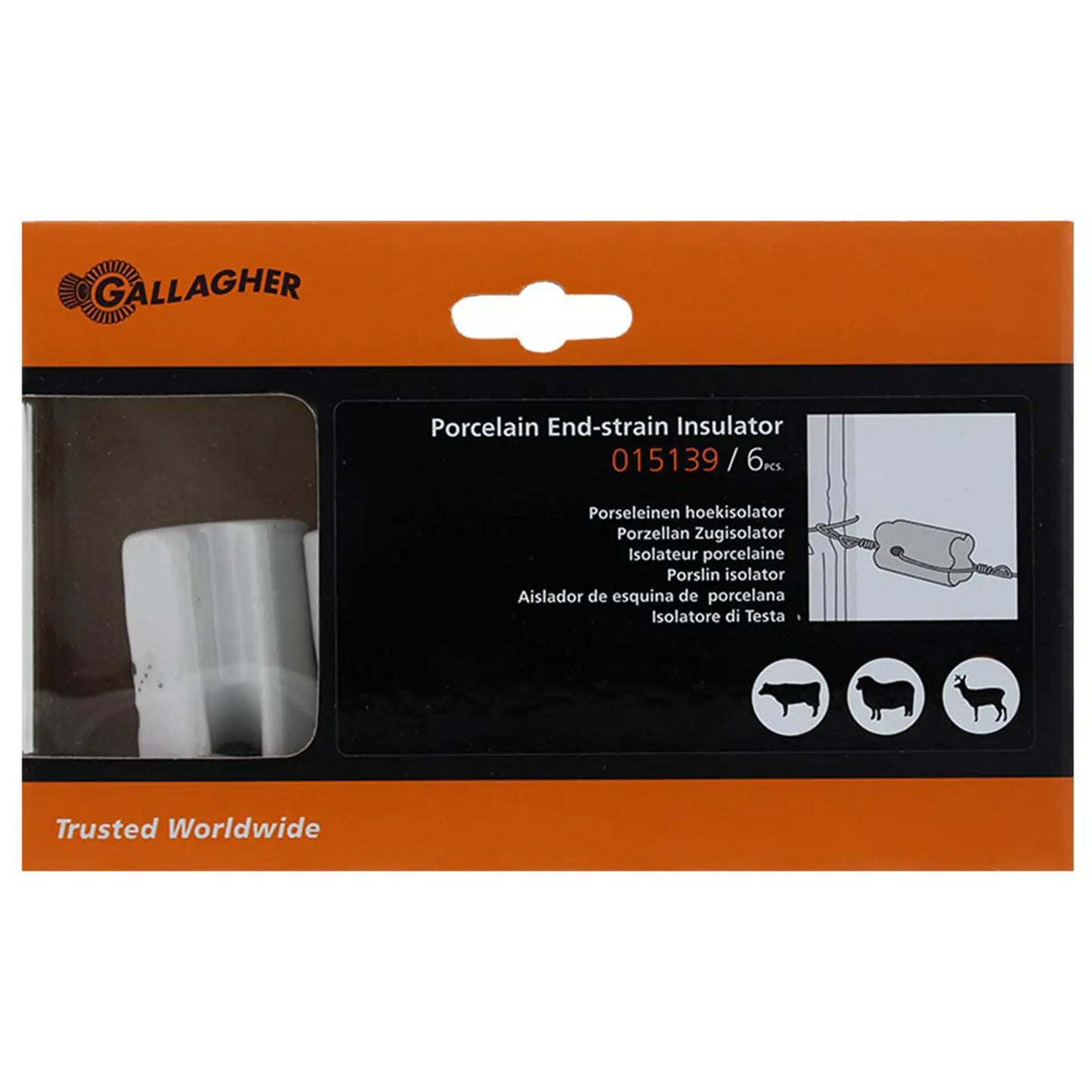 Gallagher Porcelain corner insulator (white, pack of 6)