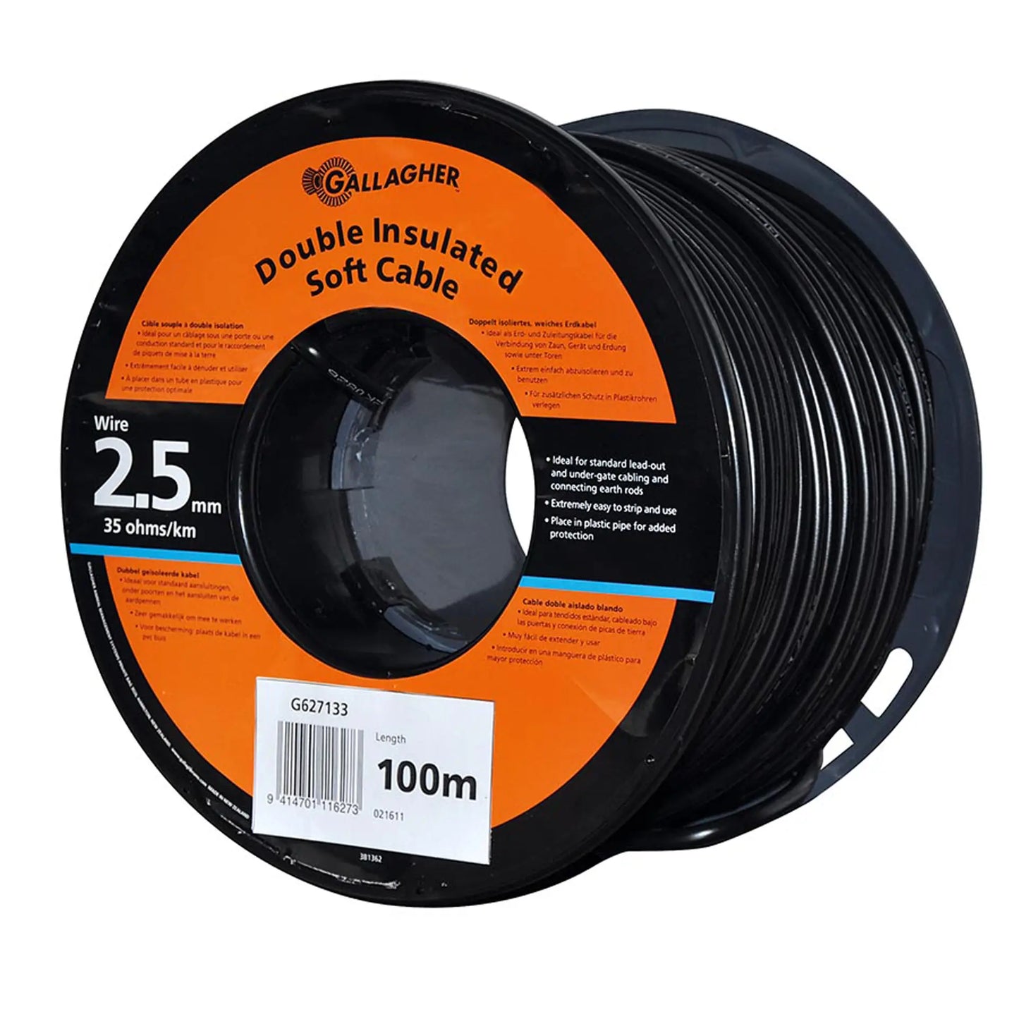 Gallagher Ground cable ø2.5mm (100 metres) - 35 Ohm/1km