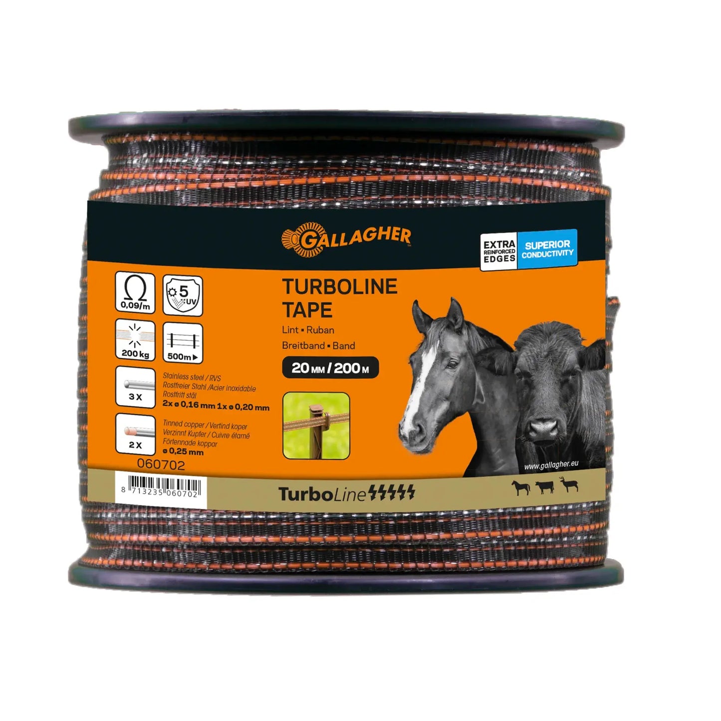 Gallagher TurboLine tape 20mm (terra, 200 metres)