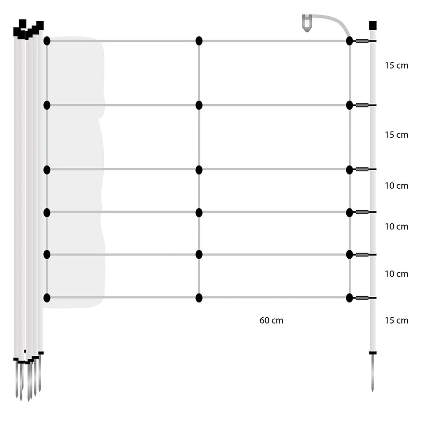 Gallagher Wild boar net, single spike, 75cm, 50m