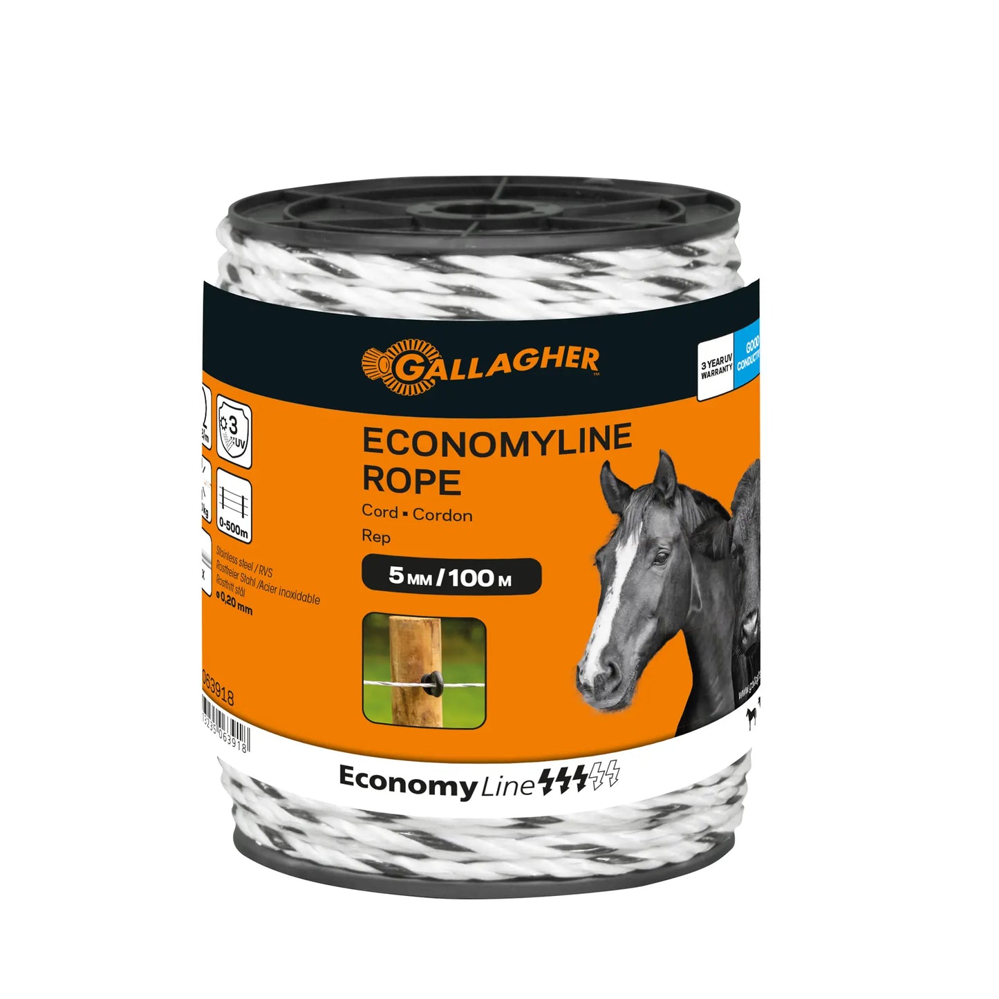 Gallagher EconomyLine Rope (white, 100 meter)