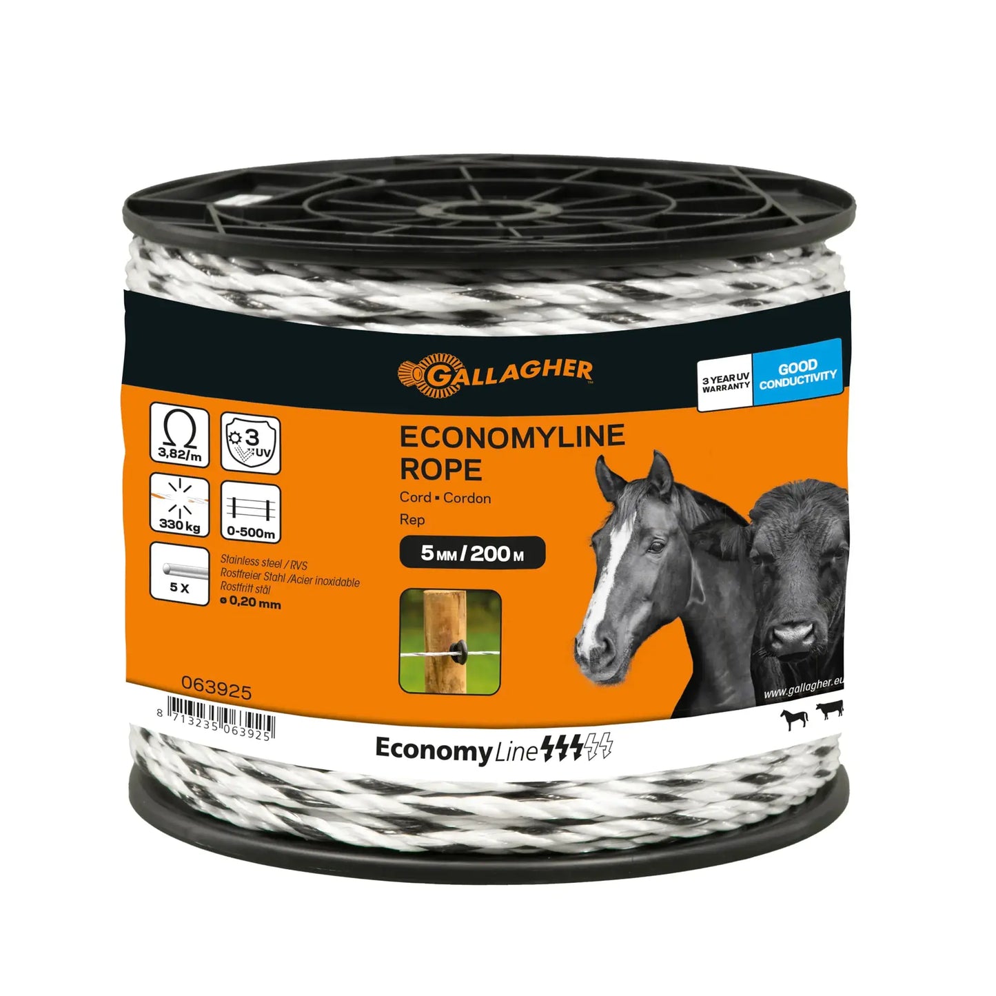 Gallagher EconomyLine Rope (white, 200 meter)