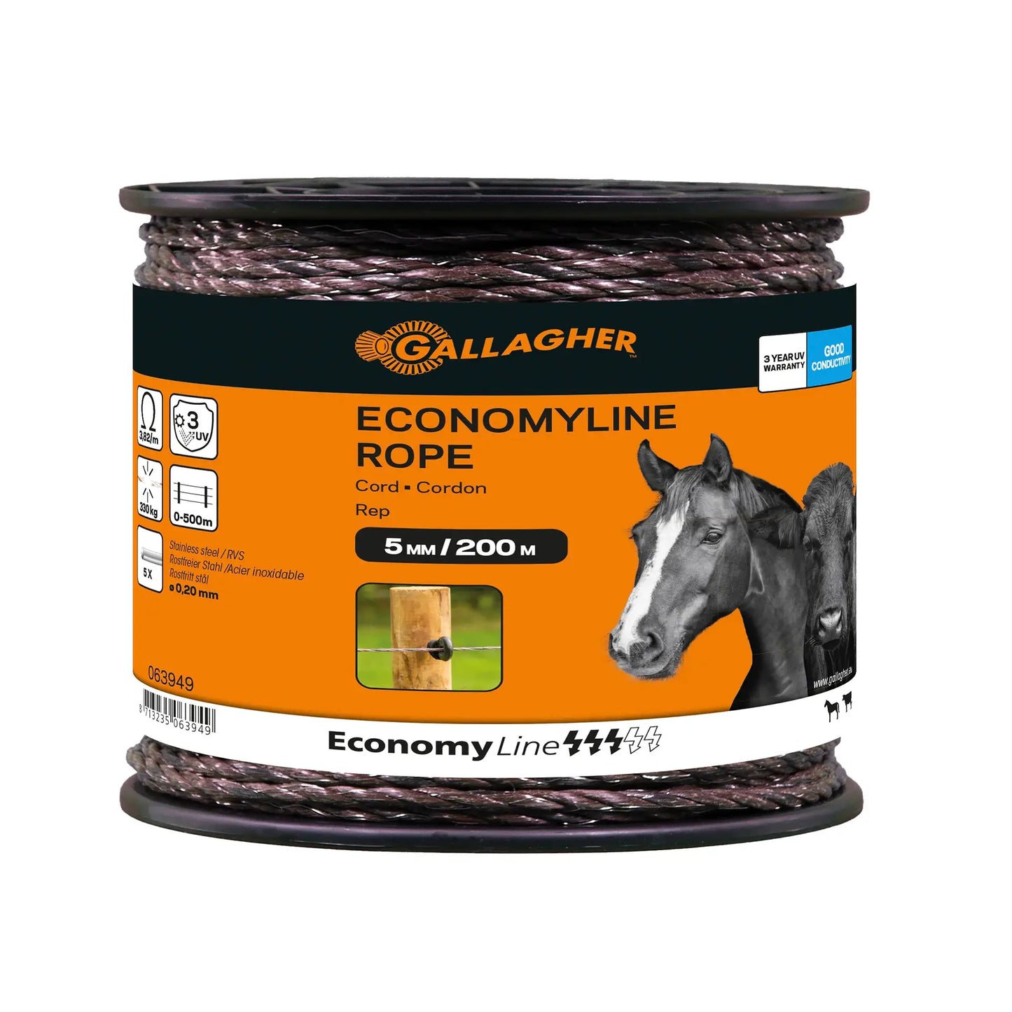Gallagher EconomyLine Rope (terra, 200 meter)