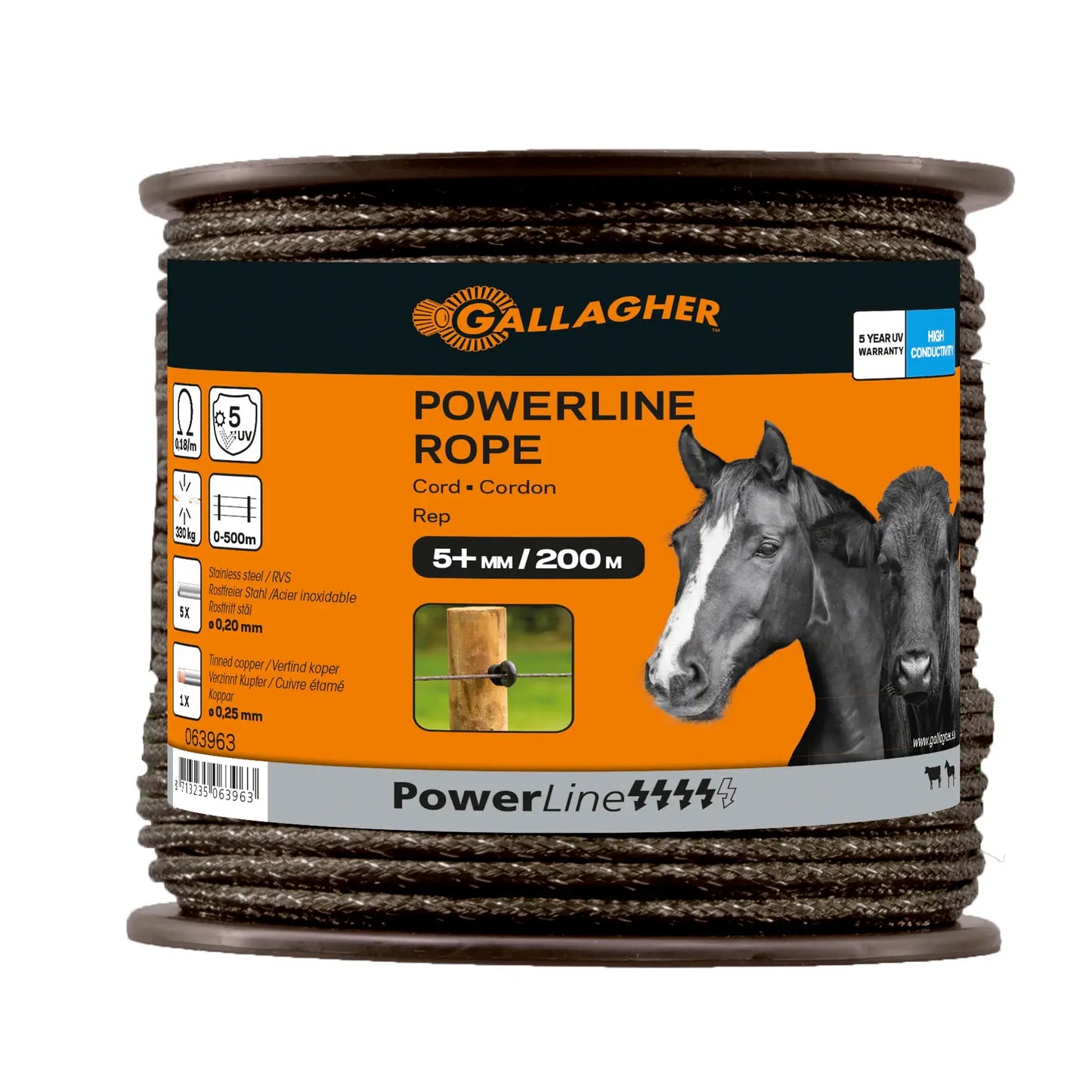 Gallagher PowerLine Rope (terra, 200 meter)