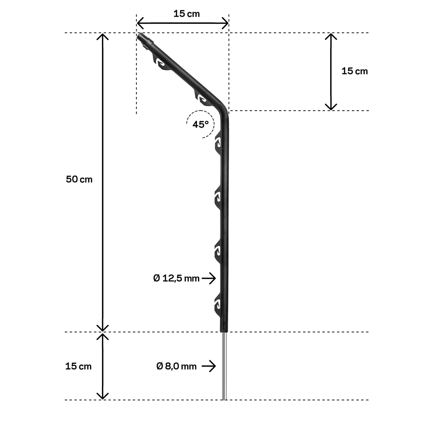 Gallagher Pond Post Curved Electric Garden Fence Herron Deterrent 51cm (Pack of 5)