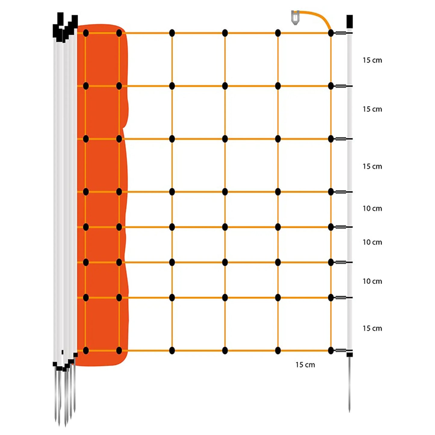 Gallagher Sheep net, white post, single pin, 90cm, 50m