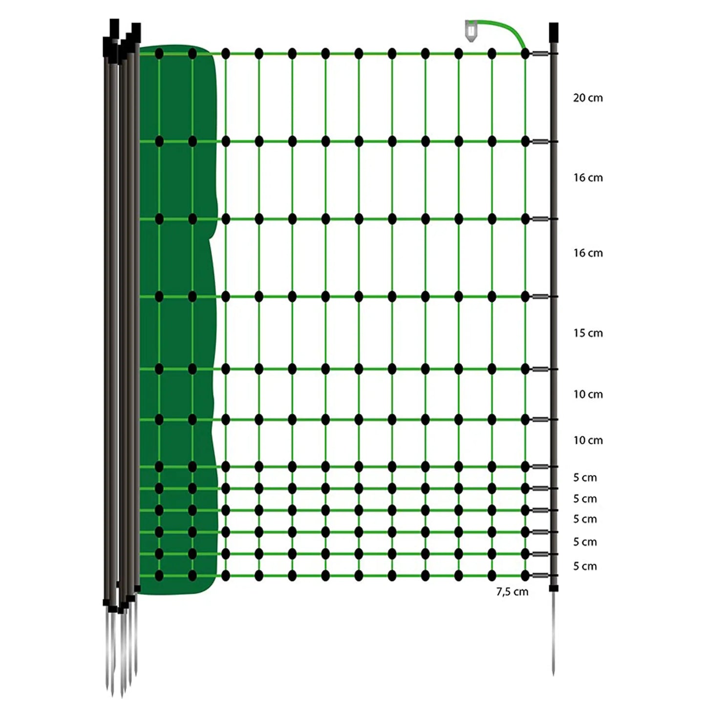 Gallagher Poultry netting, green, single pin, 112cm, 50m