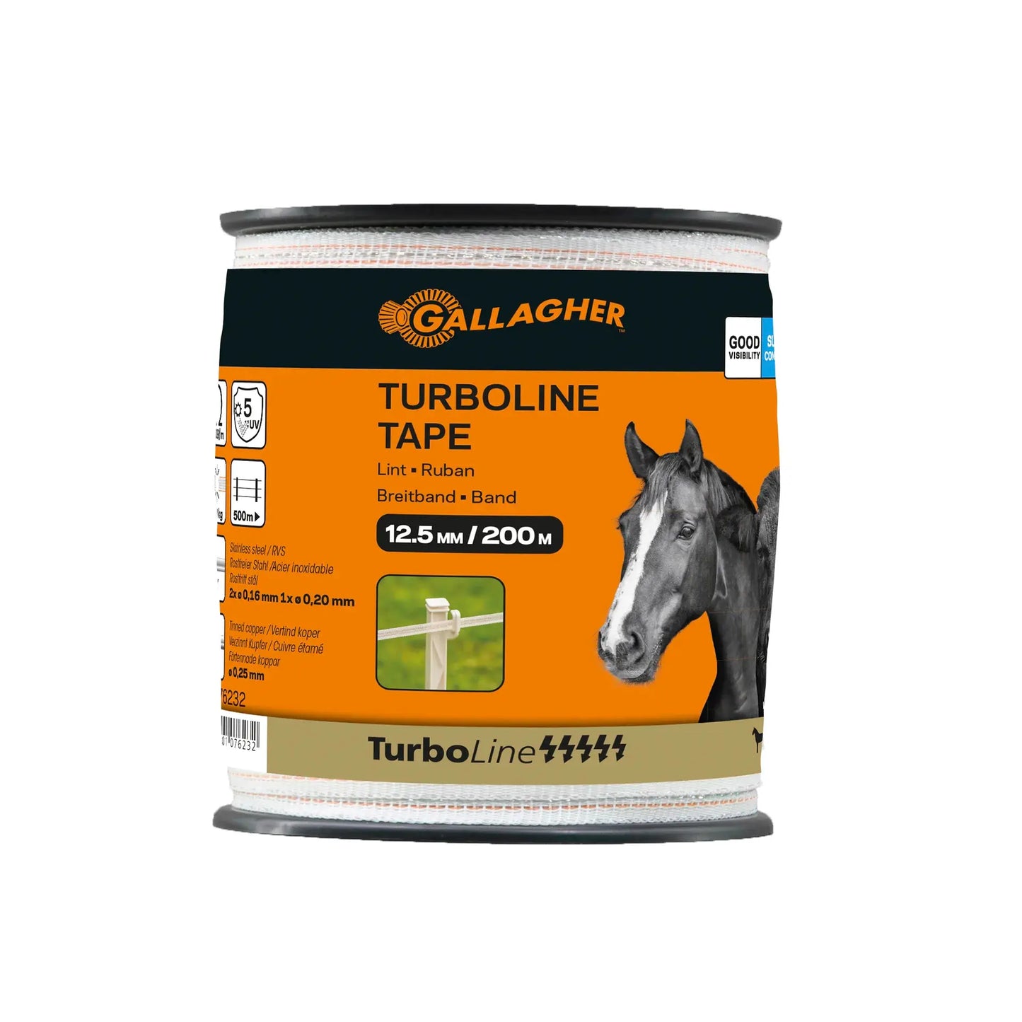 Gallagher TurboLine tape 12.5 mm (white, 200 metres)