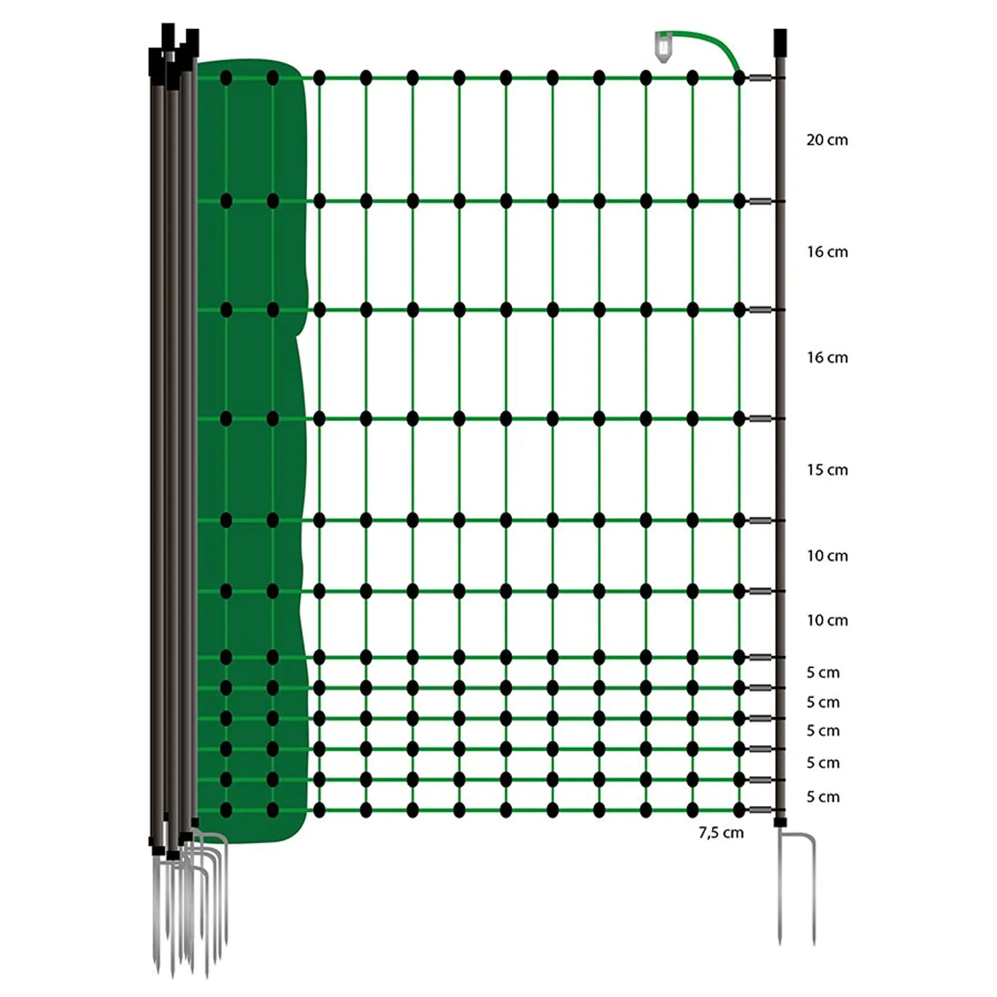 Gallagher Poultry netting, green, double pin, 112cm, 50m
