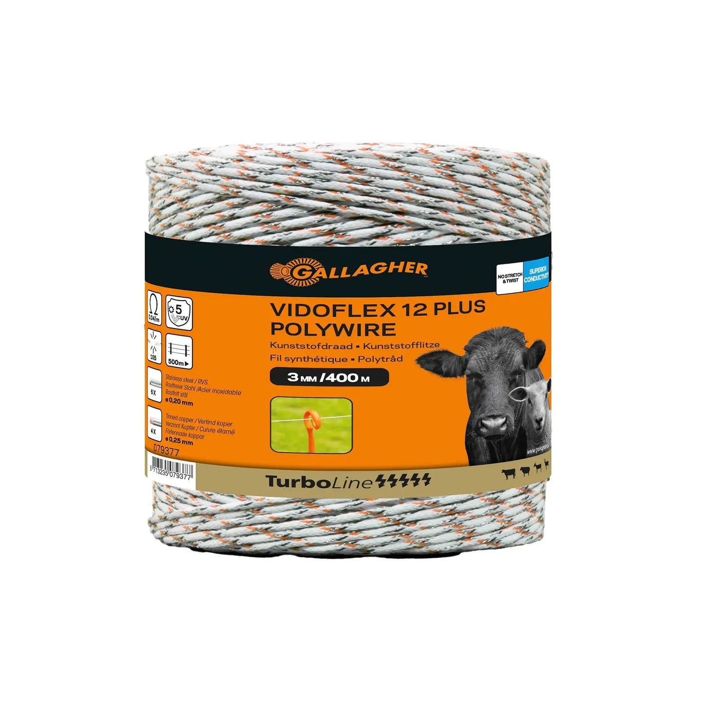 Gallagher Vidoflex 12 TurboLine Plus (white, 400 metres)
