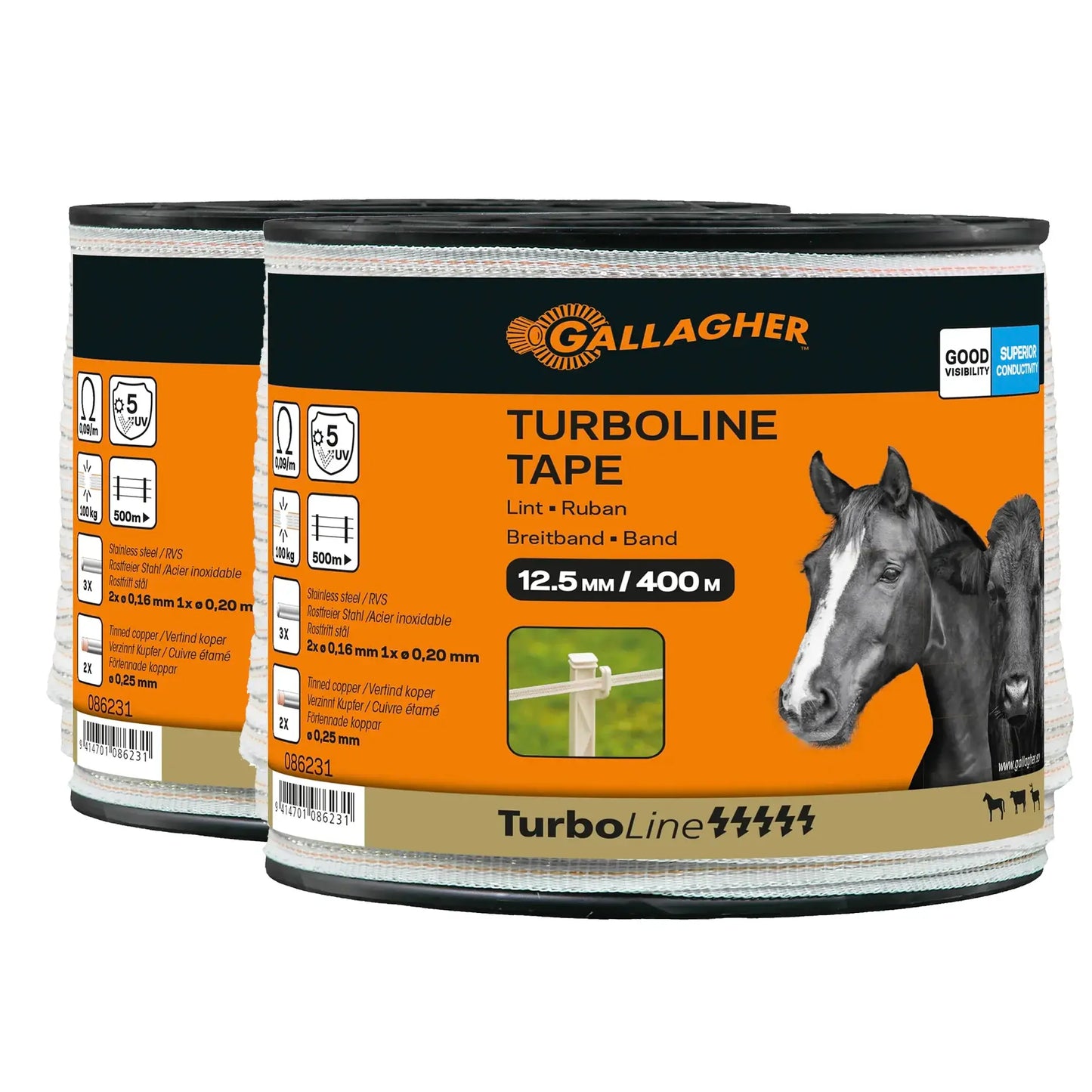 Gallagher Duopack TurboLine tape 12,5mm white 2x400m