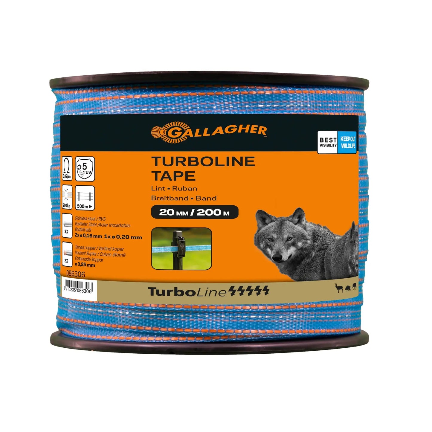 Gallagher TurboLine tape 20mm Blue 200m