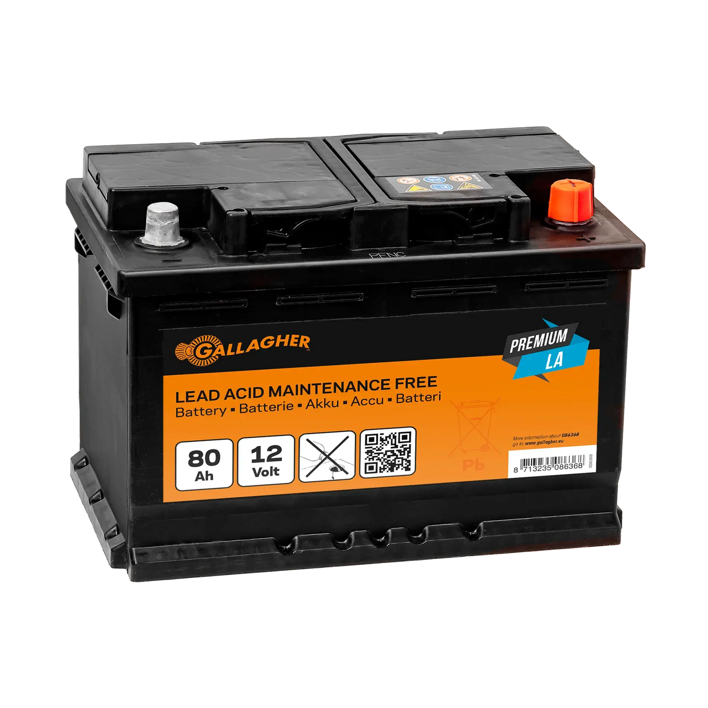 Gallagher Battery 12V/80Ah Premium LA - 278x175x190