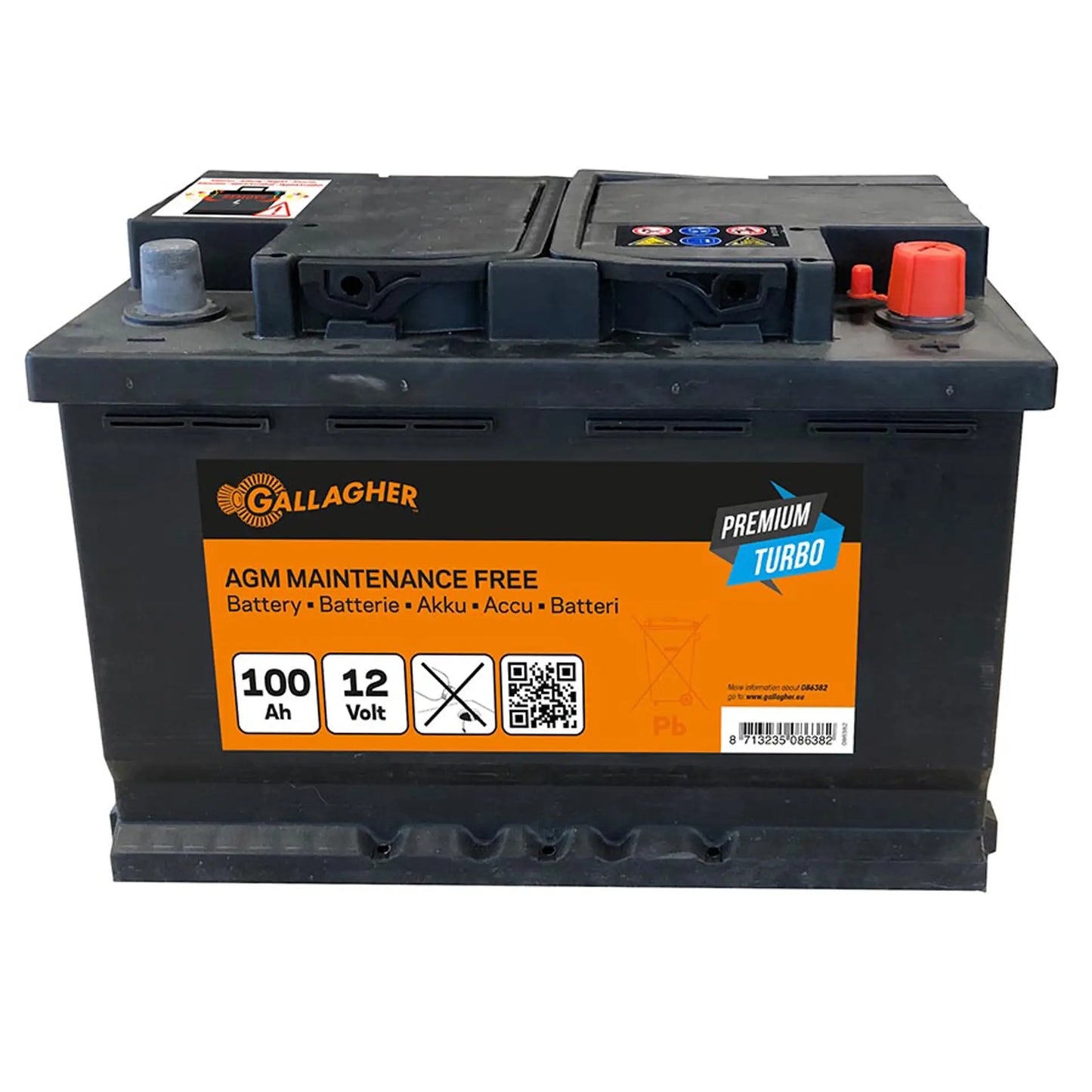 Gallagher Battery 12V/100Ah Premium Turbo AGM - 353x175x190