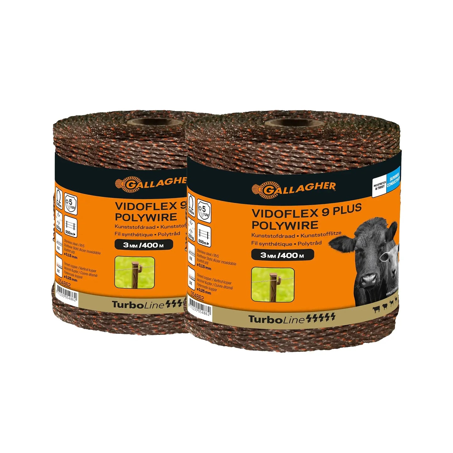 Gallagher Vidoflex 9 TurboLine Plus (terra, Duopack, 2x400 metres)