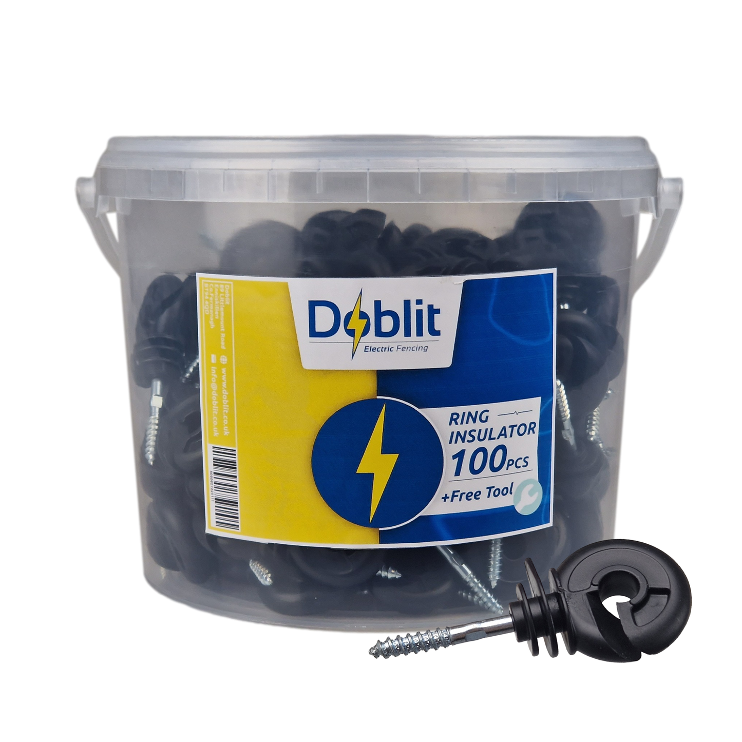Doblit Premium Ring Insulator Bucket w/ Continuous Screw for Timber Posts