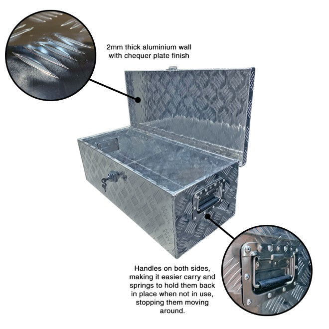 Trailer Toolbox Aluminum Checker Plate 31" x 13" x 10" - Includes 2 Keys