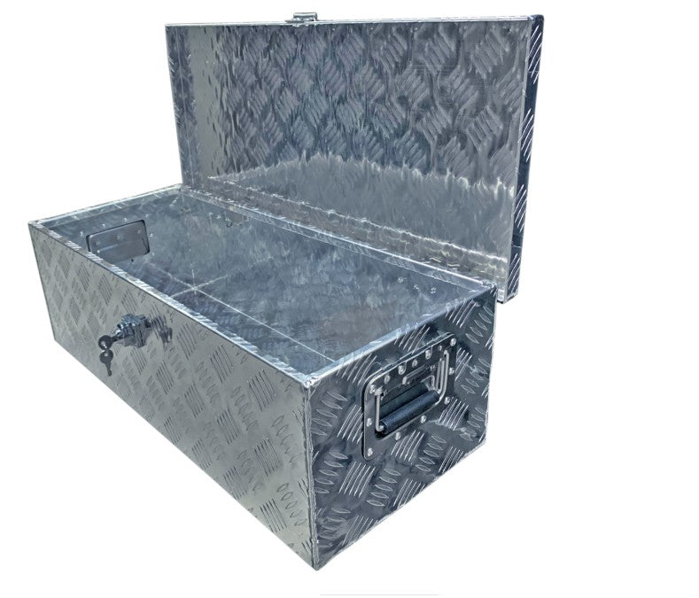 Toolbox Aluminum Checker Plate (760*330*240mm) with 2 Keys, Dual Handle, Top Opening