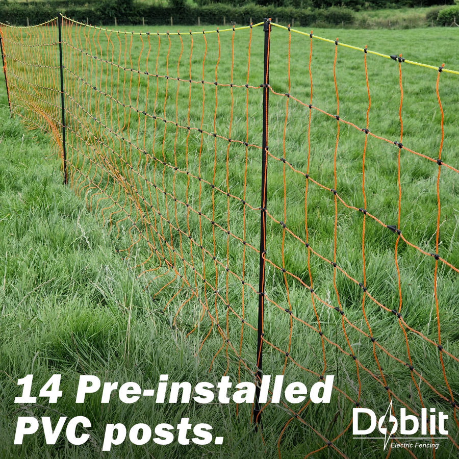 Doblit 50m Sheep Netting 90cmx50m Electric Fencing Net Fence Orange