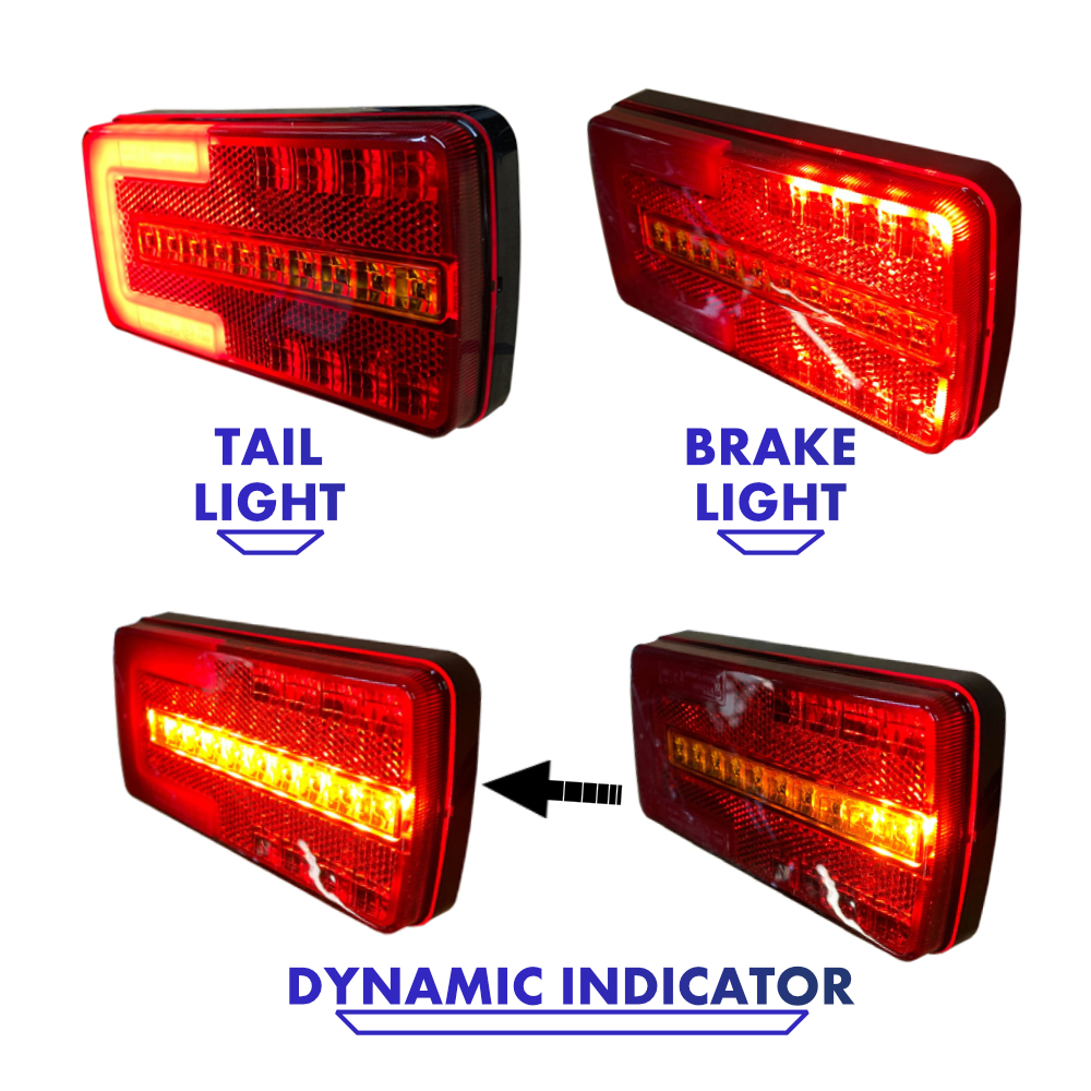 Lamp Rear Combination Light LED 12/24V 3 Function w/ Dynamic Indicator (Left/Right Hand Reversible)