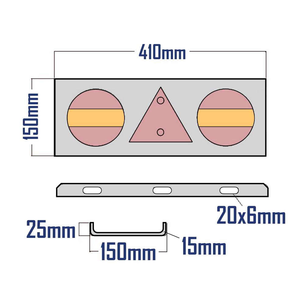 Lamp Rear Twin Combination Light LED Round Hamburger 10-30V 4 Function 140mm (With Backplate)