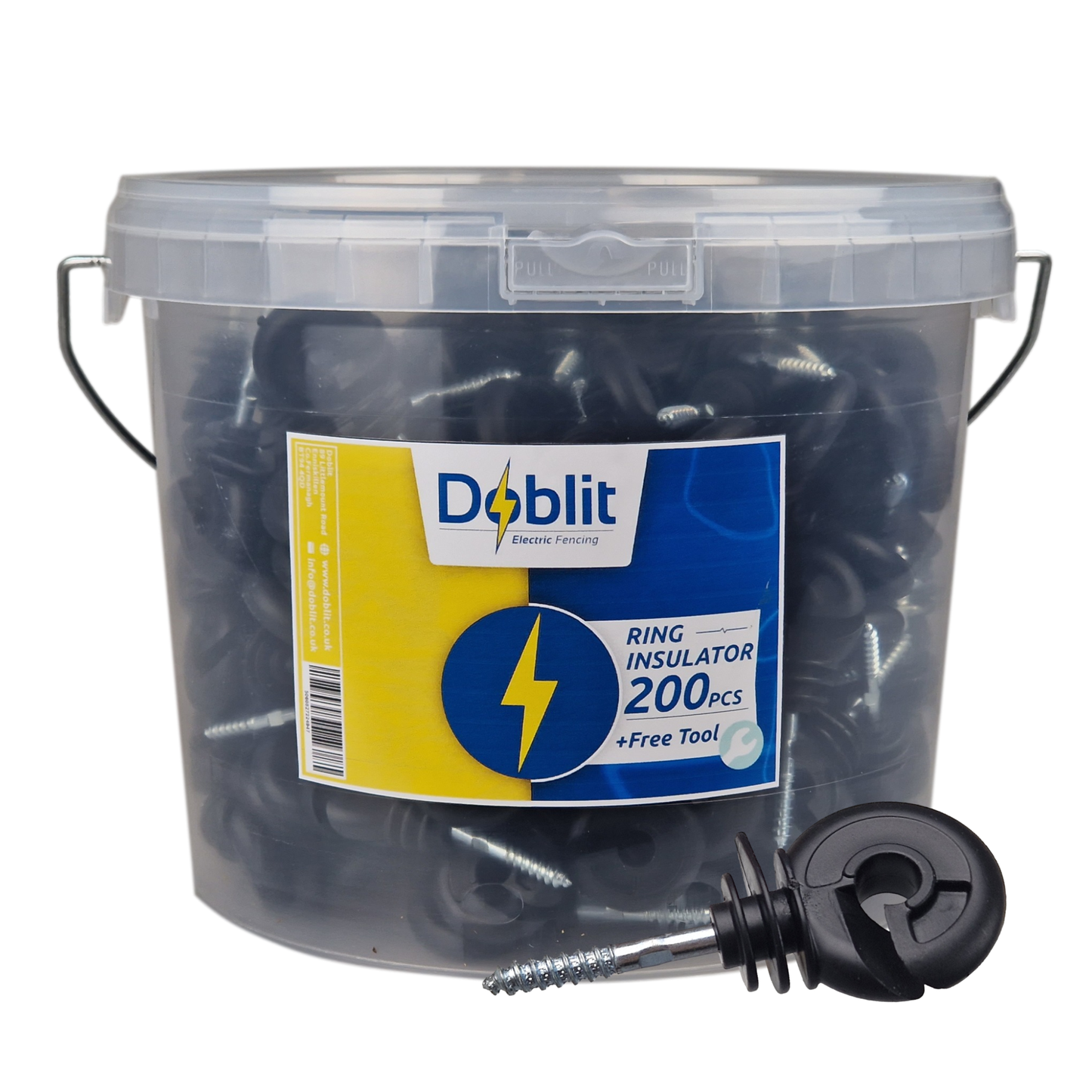 Doblit Premium Ring Insulator Bucket w/ Continuous Screw for Timber Posts
