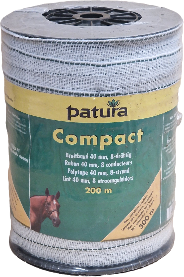 Patura Compact Polytape 40 mm, 200 m roll, white-green 8x0.16mm
