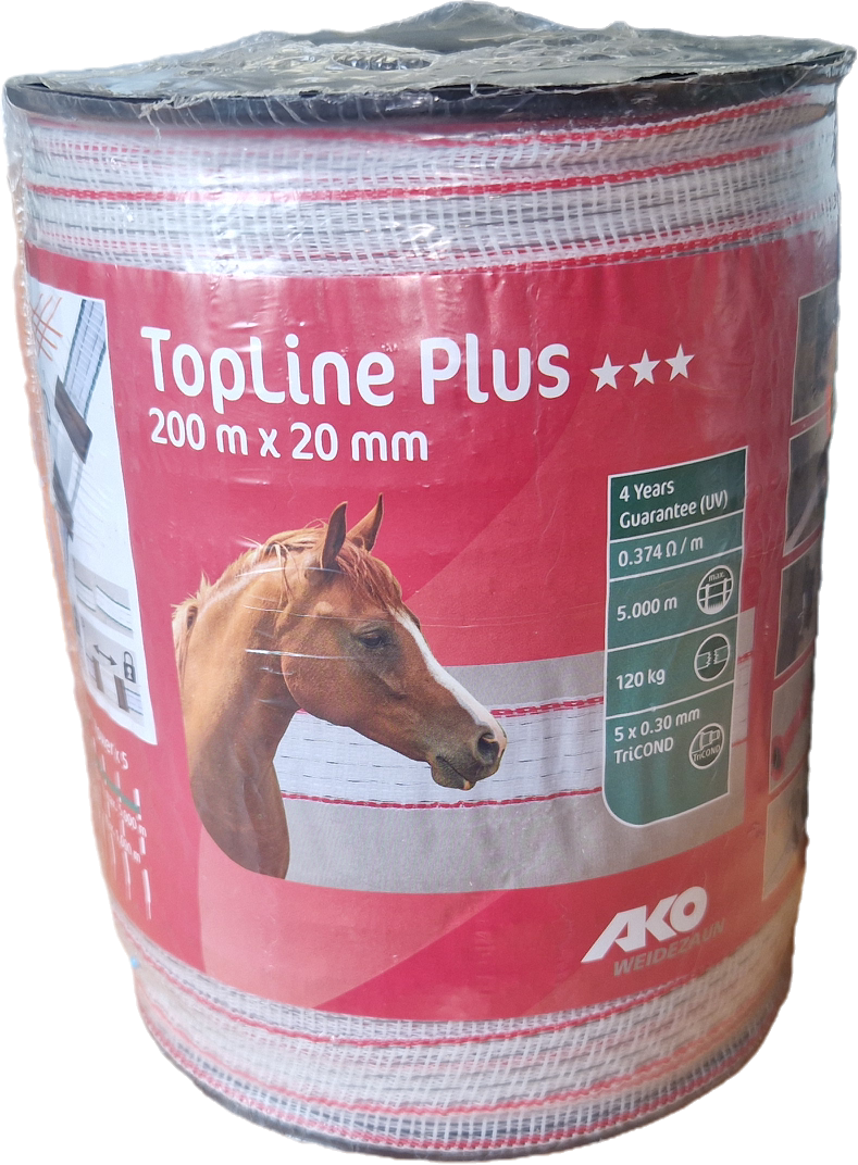 AKO Tape TopLine Plus 20 mm, 200 m roll, white | TriCond 5x0.3mm