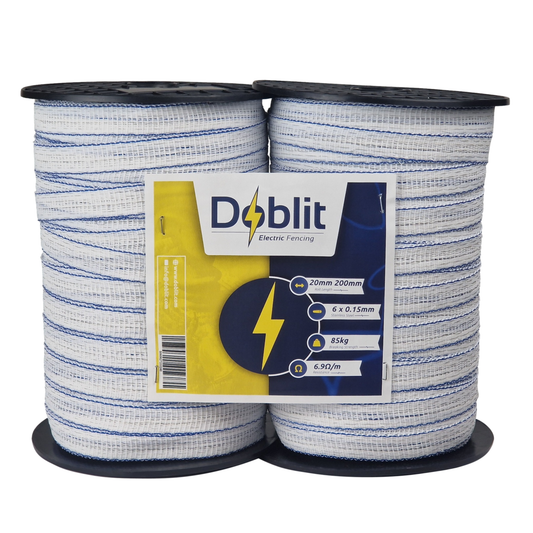 Doblit 20mm Poly Tape White 200m Twin Pack (400m)
