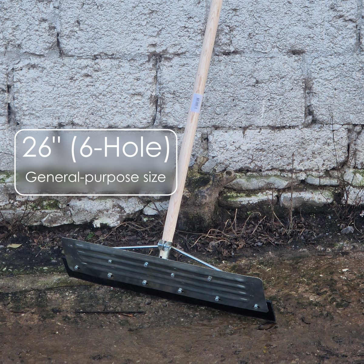 Yard Scraper Pusher Floor Squeegee Straight BZP Reinforced Rubber Blade 14-30" (Shaft not included)