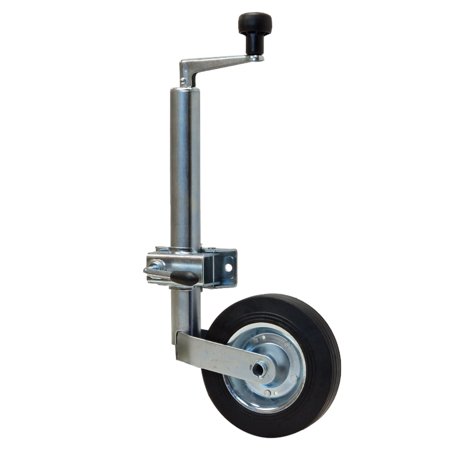 Jockey Wheel & Clamp - Telescopic 34mm Tube Trailer Stand Max Load 75kg