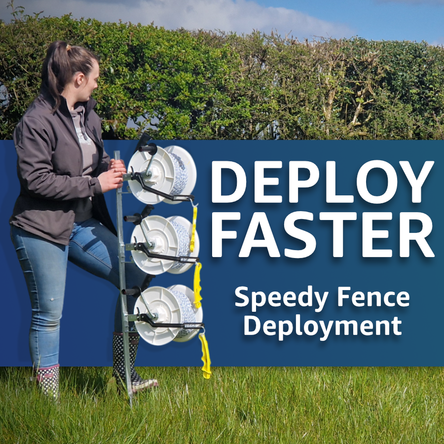 Doblit QuickFence 500m 3-Reel Electric Fencing Kit - 120cm Metal Post, 3x Large Geared Reels, 3x 500m Poly Wire & 3x InsulGrip Handles