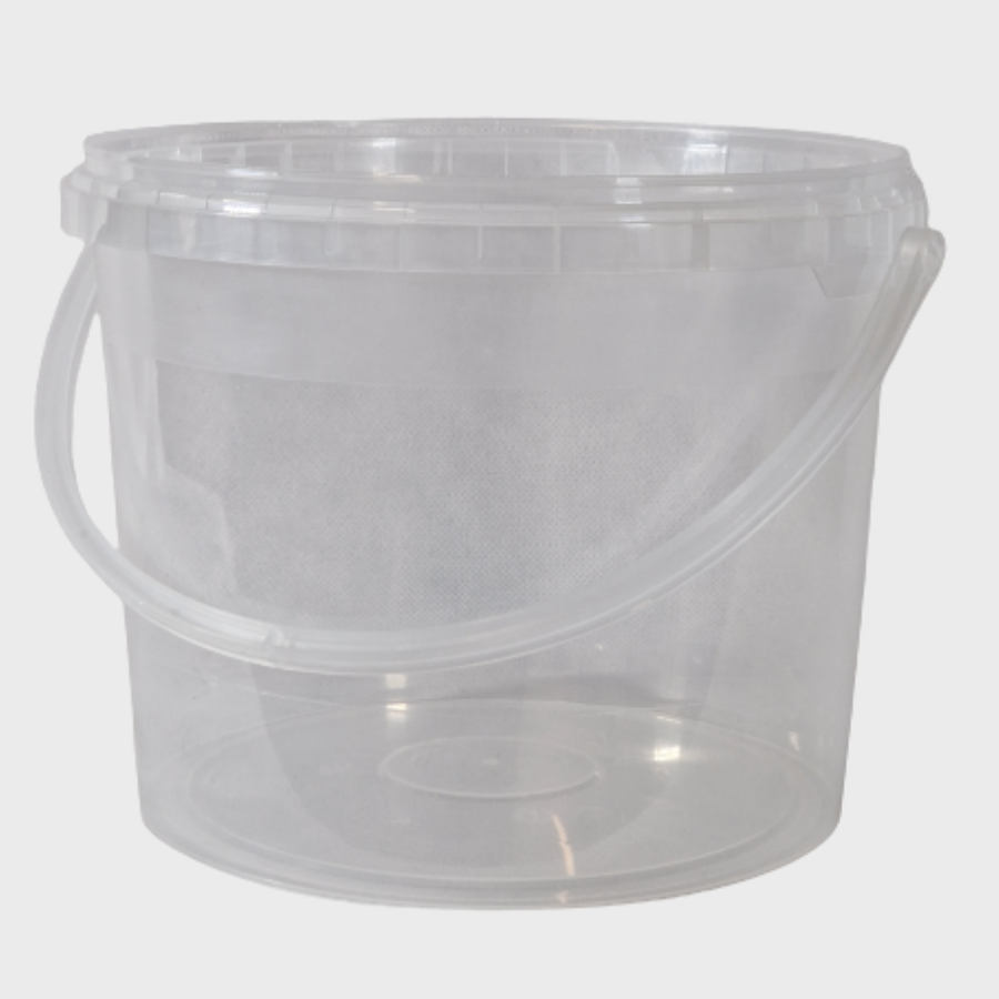5L Plastic Bucket Tub MultiPurpose Storage Container Clear w/ Lid Carry Handle