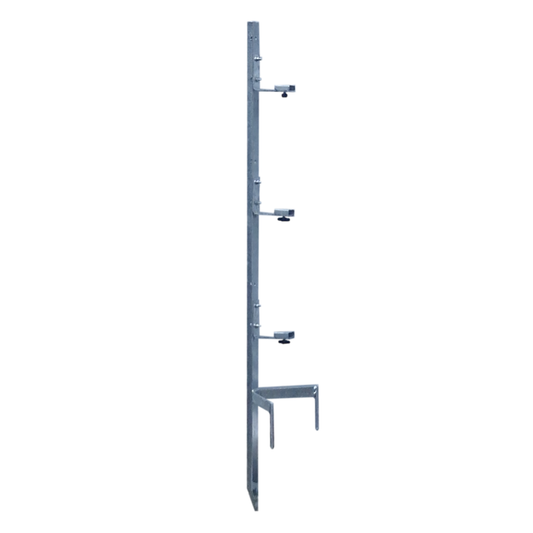 120cm 3-Reel Post - Steel Multi-Reel Mounting Post for up to 3 Reels Galvanised Thread-In Post w/ Reel Brackets