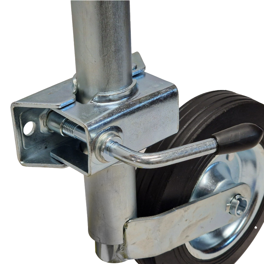 Jockey Wheel & Clamp - Telescopic 42mm Tube Trailer Stand Max Load 150kg