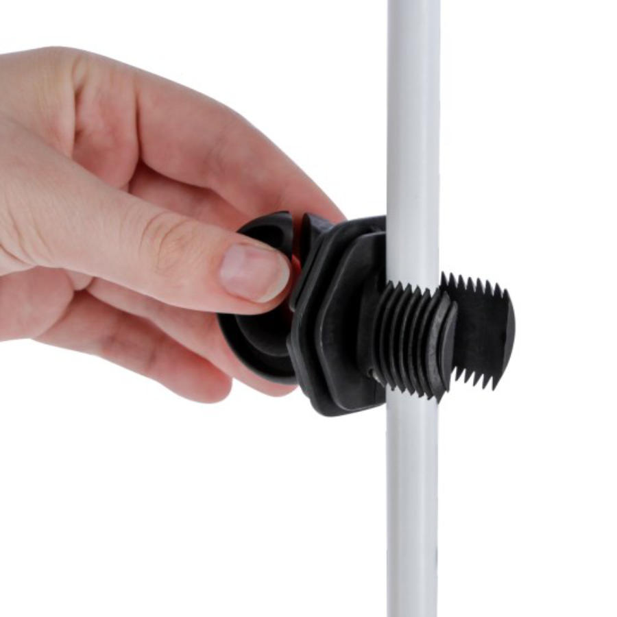Round Post Ring Insulator Electric Fence VARIO Screw On Clamp Ø 7 - 19 mm (10 pcs.)