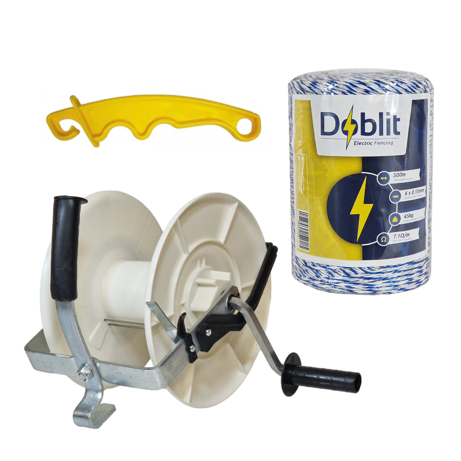 Doblit Geared Reel & Wire Bundle | 3:1 Geared Large Reel, 500m Poly Wire & InsulGrip Handle