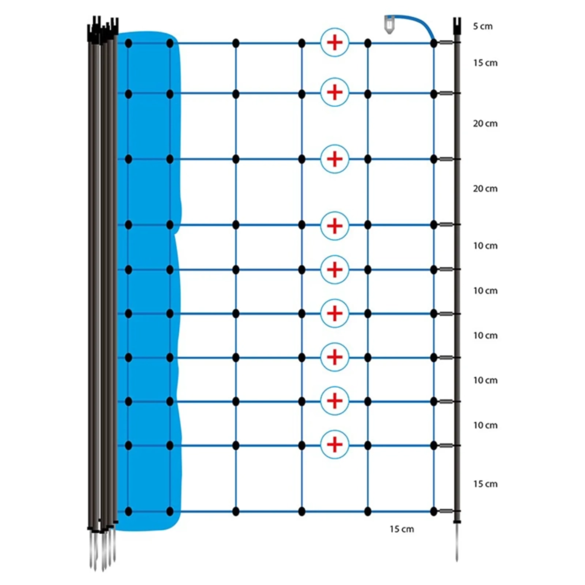 Gallagher 50m Wolf Netting 120cmx50m Electric Fencing Net Fence Blue 120/1W14/B-50m