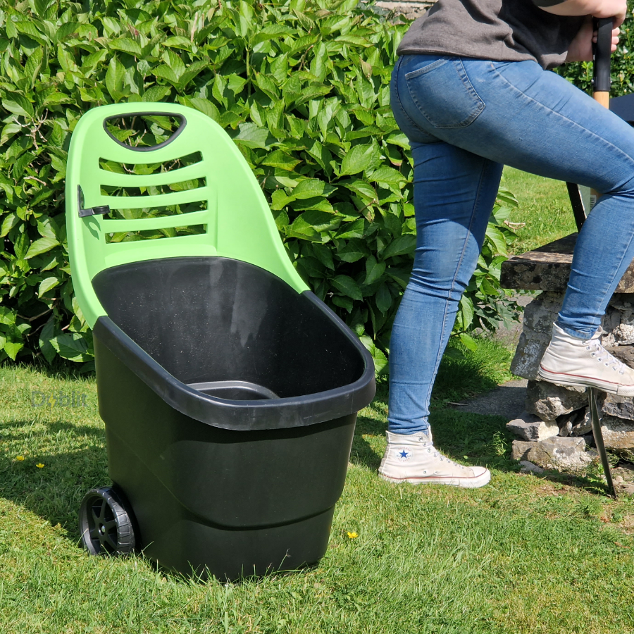 Garden Trolley 65L Cart Wheeled Caddy Plastic Wheel Barrow Hopper 50kg Max Load - Easily Haul Leaves, Firewood and More!