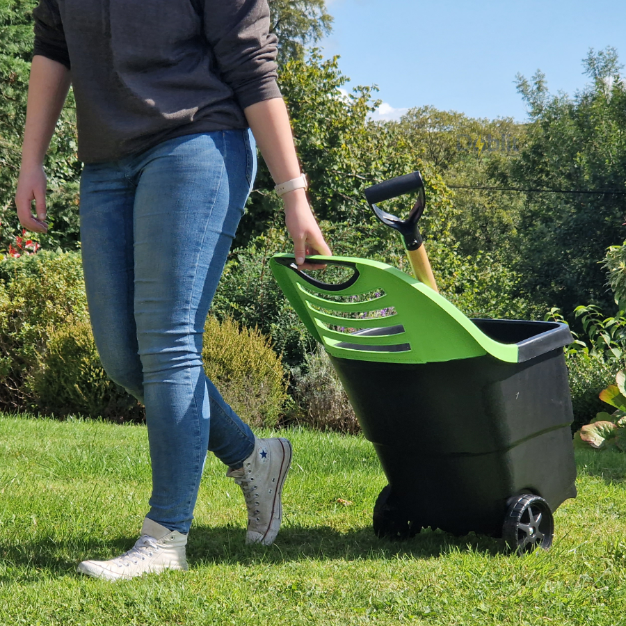 Garden Trolley 65L Cart Wheeled Caddy Plastic Wheel Barrow Hopper 50kg Max Load - Easily Haul Leaves, Firewood and More!
