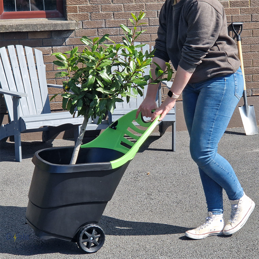 Garden Trolley 65L Cart Wheeled Caddy Plastic Wheel Barrow Hopper 50kg Max Load - Easily Haul Leaves, Firewood and More!