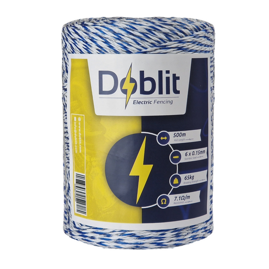 Doblit Blue & White 500m 6-Strand 3mm Poly Wire Conductor