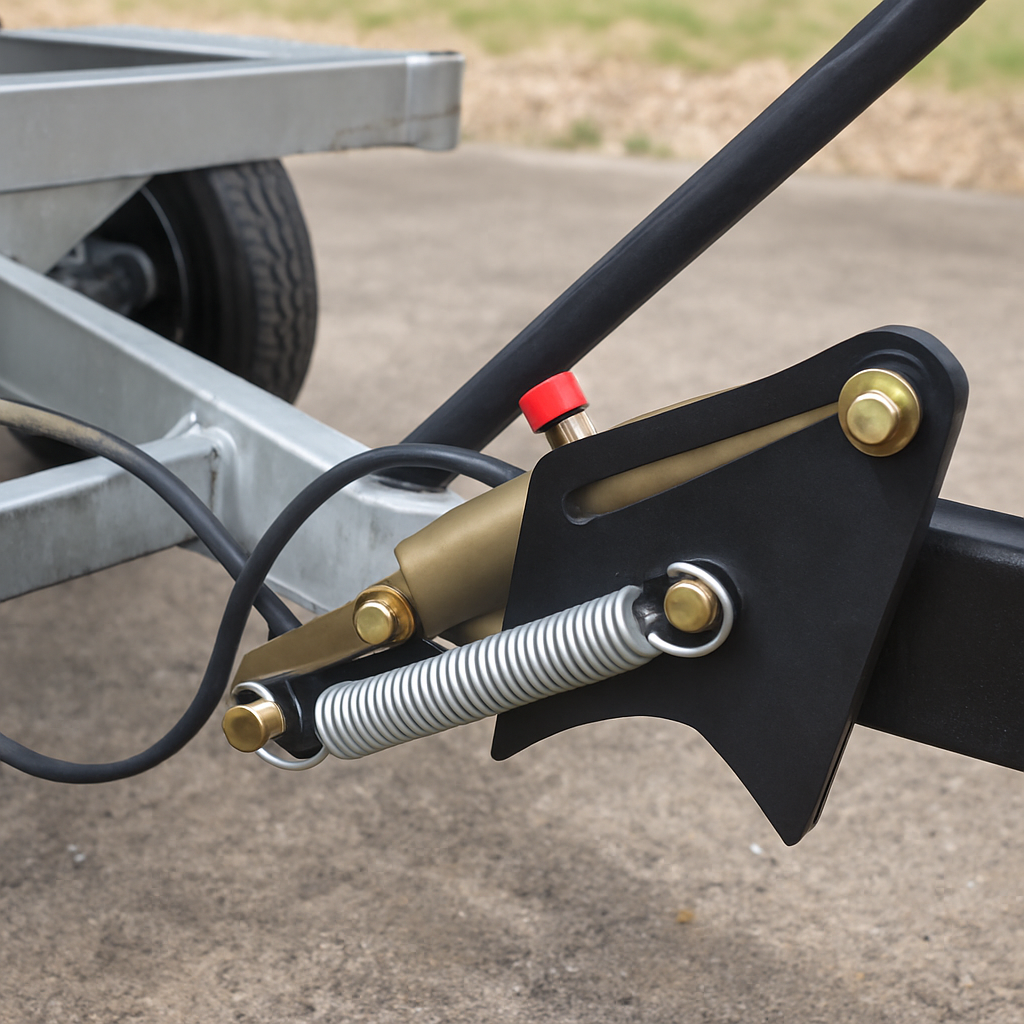 Hydraulic Trailer Brake Ram – 25mm Rod with Curved Bracket | Heavy-Duty Cylinder