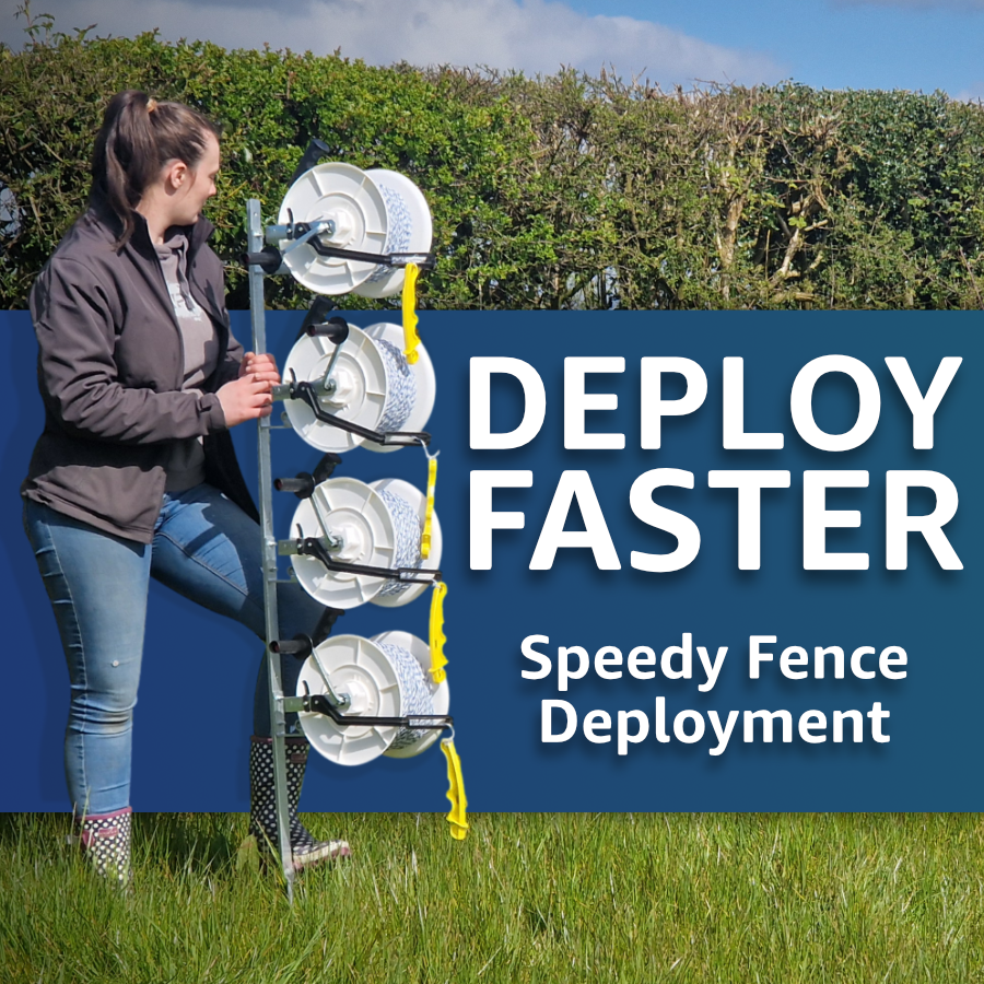 Doblit QuickFence 500m 4-Reel Electric Fencing Kit - 165cm Metal Post, 4x Large Geared Reels, 4x 500m Poly Wire & 4x InsulGrip Handles