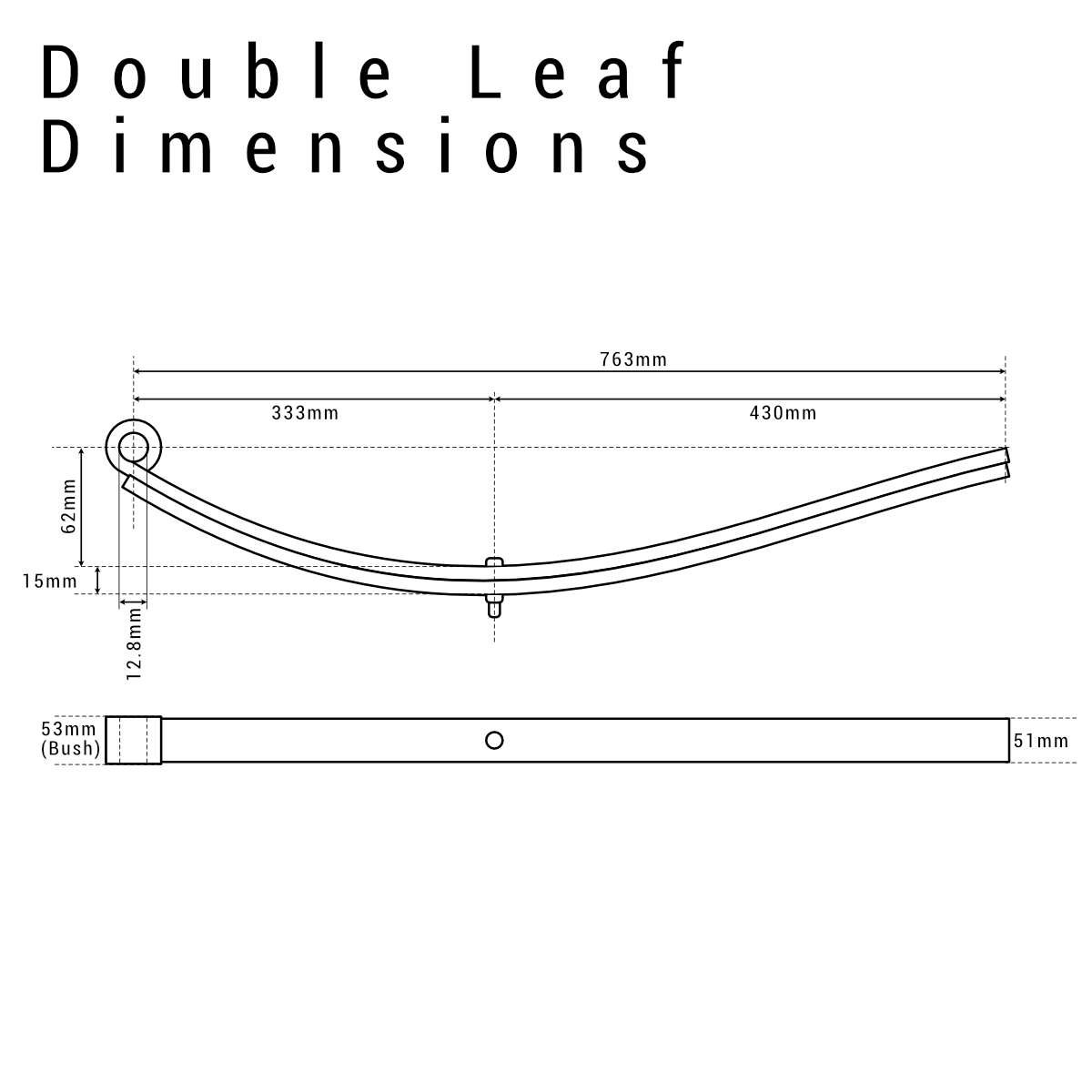 Trailer Parabolic Suspension Kit 800x50mm Double Leaf