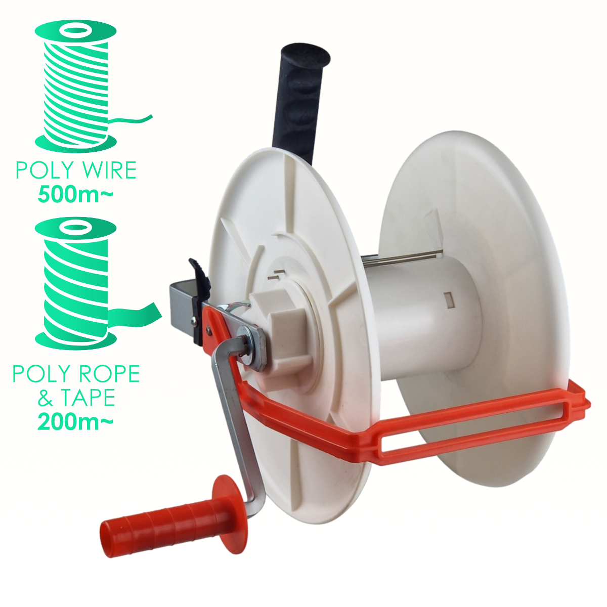 Economy Geared Reel 3:1 Electric Fence Winder - 500m~ Poly Wire