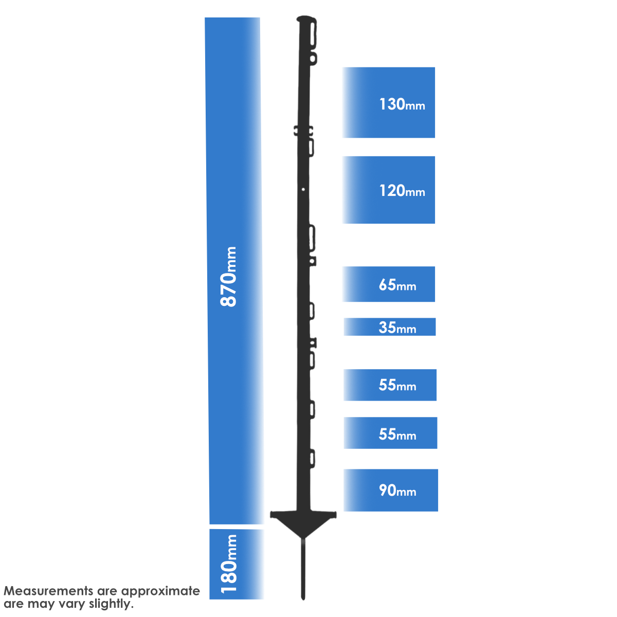 Doblit 105cm HEAVY DUTY Black Poly Post 3ft Electric Fencing Premium Plastic Fence Stake