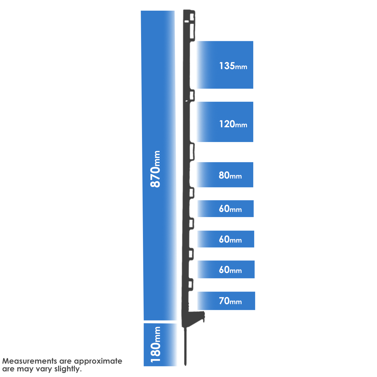 Doblit 105cm Black Poly Post 3ft Electric Fencing Plastic Fence Stake
