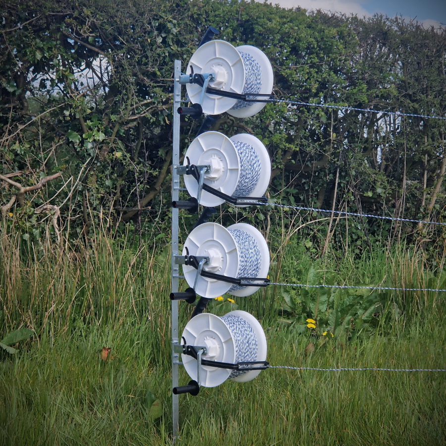 Doblit QuickFence 500m 4-Reel Electric Fencing Kit - 165cm Metal Post, 4x Large Geared Reels, 4x 500m Poly Wire & 4x InsulGrip Handles